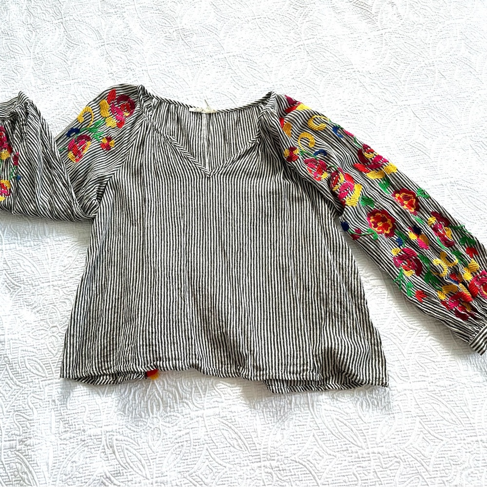 Anthropologie Floreat Embroidery Top Sz Med - Picture 4 of 11